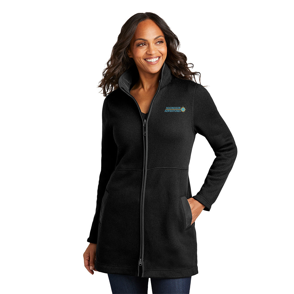 Ladies Arc Sweater Fleece Long Jacket