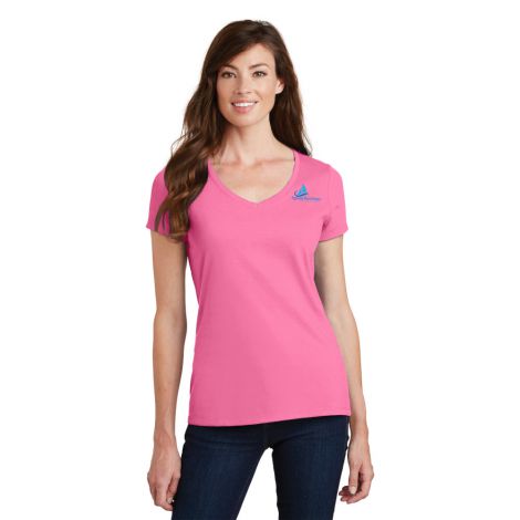 V-Neck Tee-Pink -Small