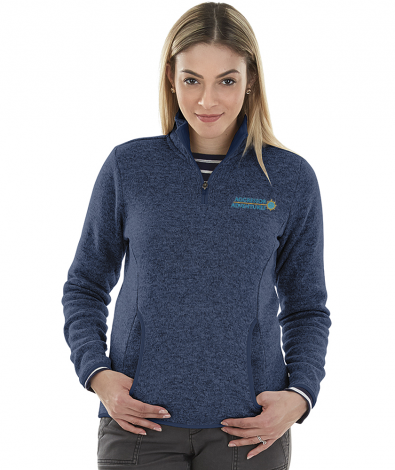 Charles River WOMEN'S HEATHERED FLEECE PULLOVER- Navy Heather--Small