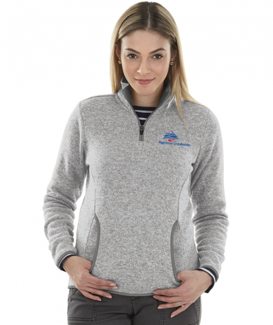 Charles River WOMEN'S HEATHERED FLEECE PULLOVER-Light Grey Heather-Small