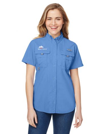 Columbia Ladies' Bahama™ Short-Sleeve Shirt-whitecap blue-1X-Large
