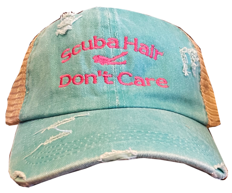 Women Scuba Hair Ponytail Hat-aquatic blue