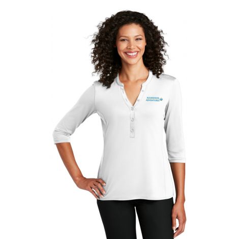 Womens 3/4 Sleeve Henley-white-Small