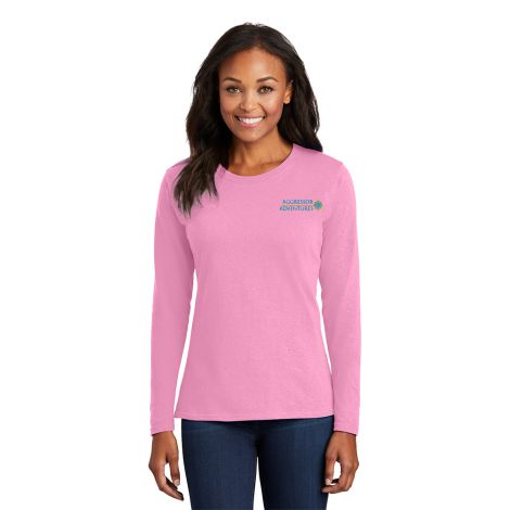 Ladies Long Sleeve Core Cotton Tee-candy pink-Small